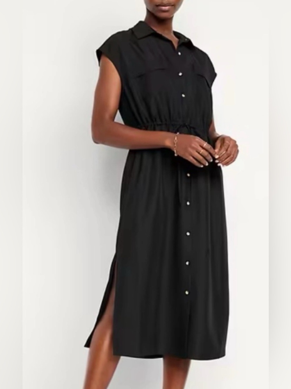 Old Navy Waist-Defined Utility Midi Shirt Dress, Size Medium. - Picture 3 of 11